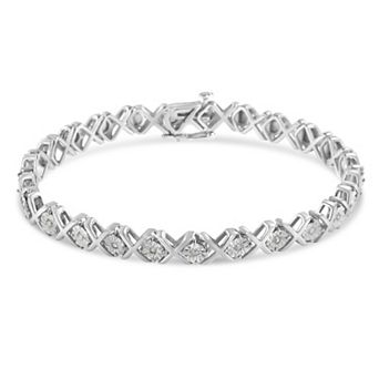 Haus of Brilliance Sterling Silver 1/10 Carat T.W. Diamond Miracle-Set "X" Link Tennis Bracelet