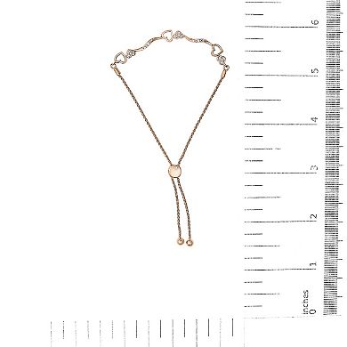 Haus of Brilliance 14k Rose Gold over Sterling Silver 1/10 Carat T.W. Diamond Wave & Hearts Bracelet