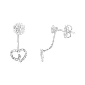 Haus of Brilliance Sterling Silver 1/4 Carat T.W. Diamond Swirl Heart Front-Back Earrings