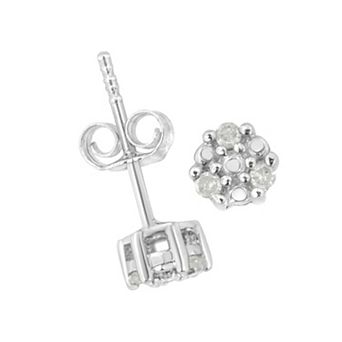 Haus of Brilliance Sterling Silver 1/10 Carat T.W. Prong-Set Trio Diamond Stud Earrings