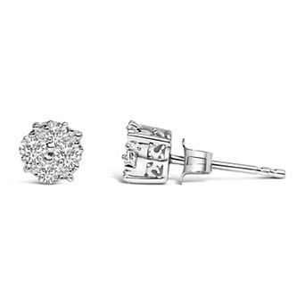 Haus of Brilliance Sterling Silver 1/2 Carat T.W. Prong-Set Diamond Cluster Stud Earrings