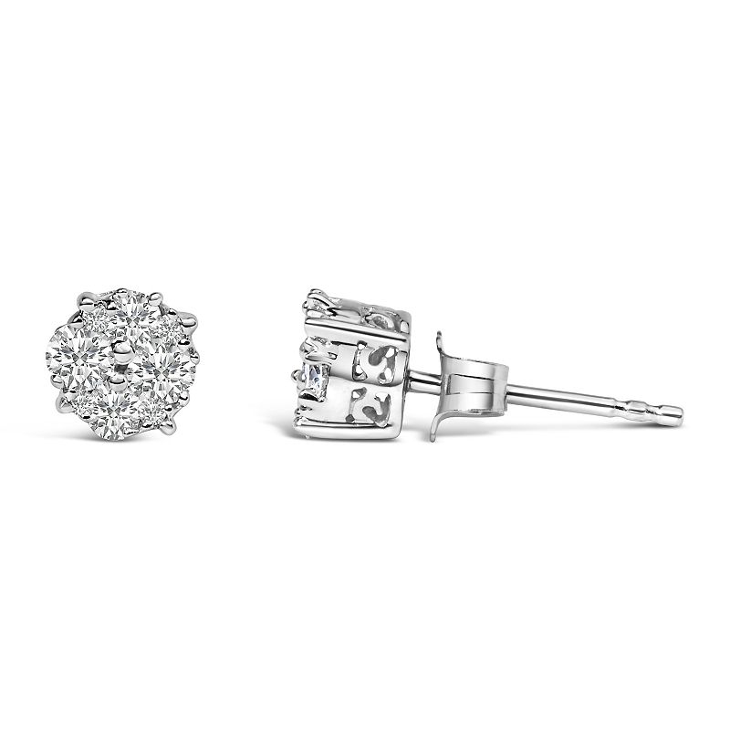 Haus of Brilliance Sterling Silver 1/2 Carat T.W. Prong-Set Diamond Cluster Stud Earrings, Women's