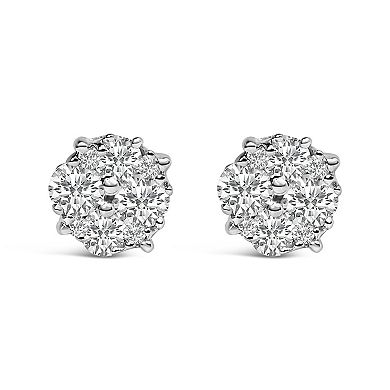 Haus of Brilliance Sterling Silver 1/2 Carat T.W. Prong-Set Diamond Cluster Stud Earrings