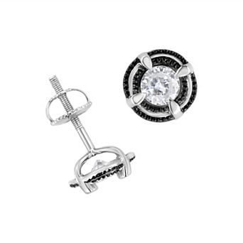 Haus of Brilliance Sterling Silver 1/2 Carat T.W. Diamond Double Halo Solitaire Stud Earrings