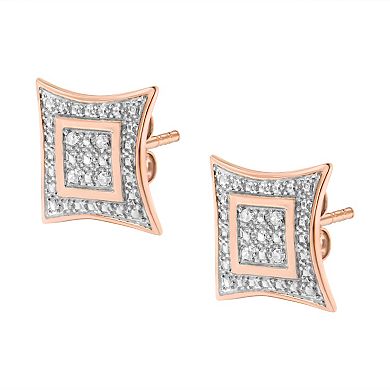 Haus of Brilliance Sterling Silver Diamond-Accented 4-Stone Halo-Style Stud Earrings