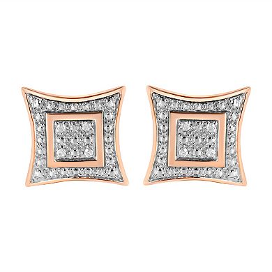 Haus of Brilliance Sterling Silver Diamond-Accented 4-Stone Halo-Style Stud Earrings