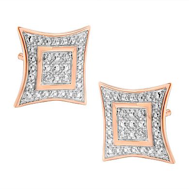 Haus of Brilliance Sterling Silver Diamond-Accented 4-Stone Halo-Style Stud Earrings
