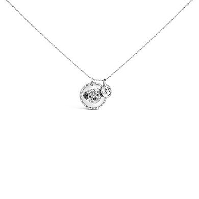 Haus of Brilliance Sterling Silver 1/4 Carat T.W. White & Black Diamond Pitbull Pendant Necklace