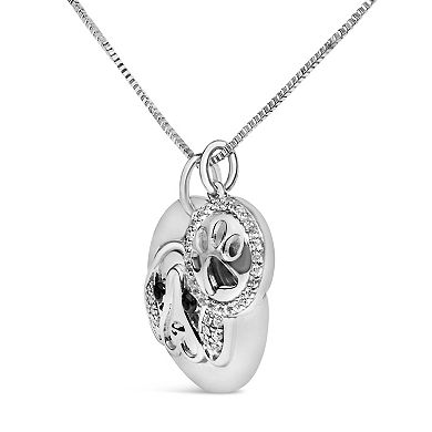 Haus of Brilliance Sterling Silver 1/5 Carat T.W. White & Black Diamond Beagle Pendant Necklace