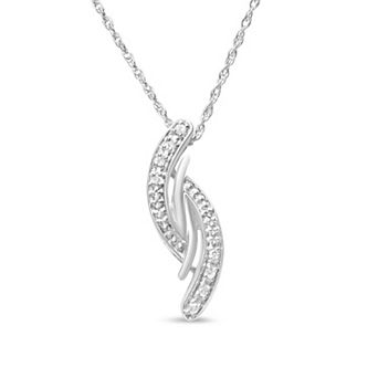 Haus of Brilliance Sterling Silver Diamond Accent Bypass Curve Pendant Necklace