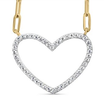 Haus of Brilliance 14k Gold Plated Sterling Silver 1/4 Carat T.W. Diamond Heart Pendant Necklace