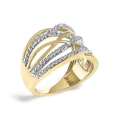 Haus of Brilliance Sterling Silver Diamond Accent Crossover Ring