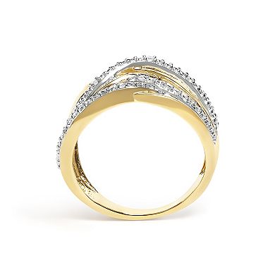 Haus of Brilliance Sterling Silver Diamond Accent Crossover Ring