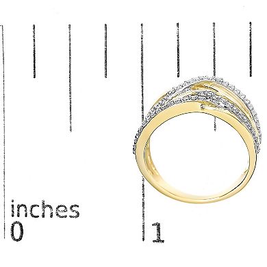 Haus of Brilliance Sterling Silver Diamond Accent Crossover Ring