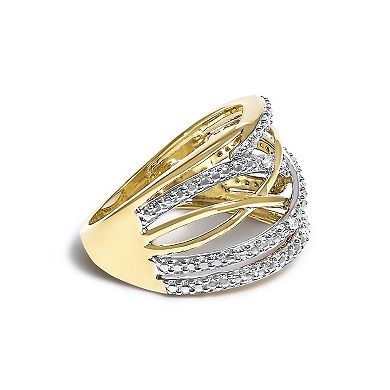 Haus of Brilliance Sterling Silver Diamond Accent Crossover Ring