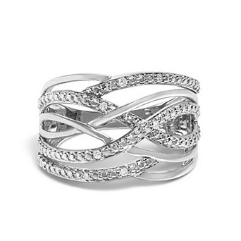 Haus of Brilliance Sterling Silver Diamond Accent Crossover Ring