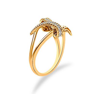 Haus of Brilliance 14k Gold Plated Sterling Silver 1/4 Carat T.W. Diamond Interlocking Bypass Ring