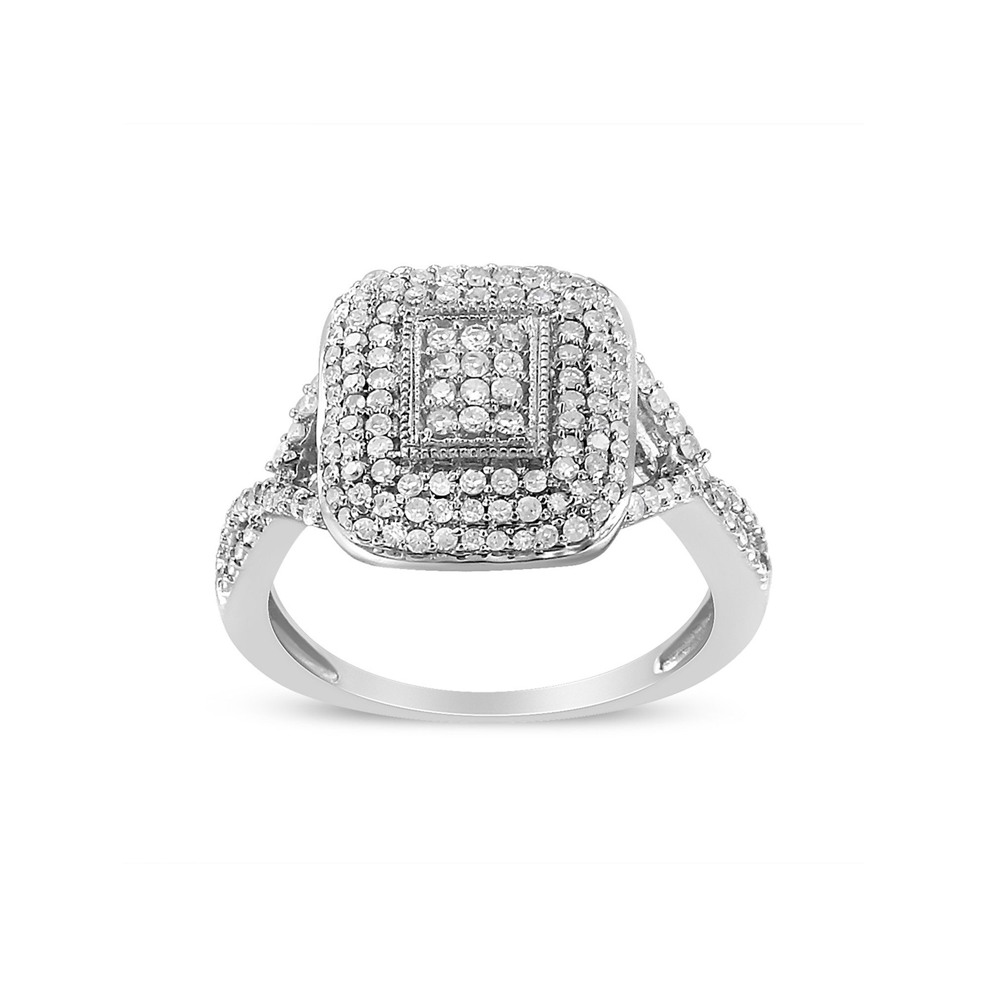 Haus of Brilliance Sterling Silver 1/2 Carat T.W. Round Diamond Cluster Cus