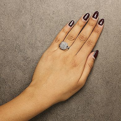 Haus of Brilliance Sterling Silver 1/2 Carat T.W. Round Diamond Cluster Cushion Ring
