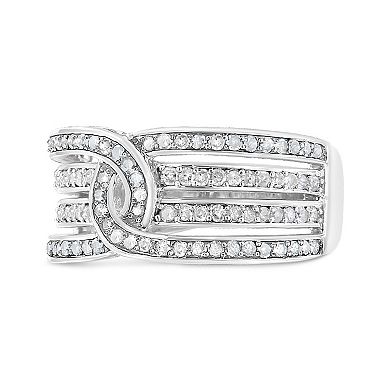 Haus of Brilliance Sterling Silver 1/2 Carat T.W. Round-Cut Diamond Bypass Ring