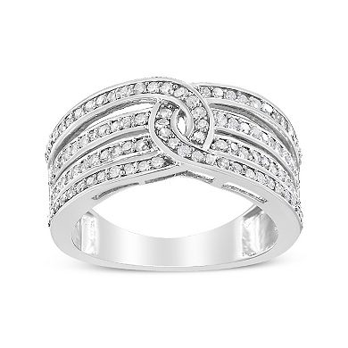 Haus of Brilliance Sterling Silver 1/2 Carat T.W. Round-Cut Diamond Bypass Ring