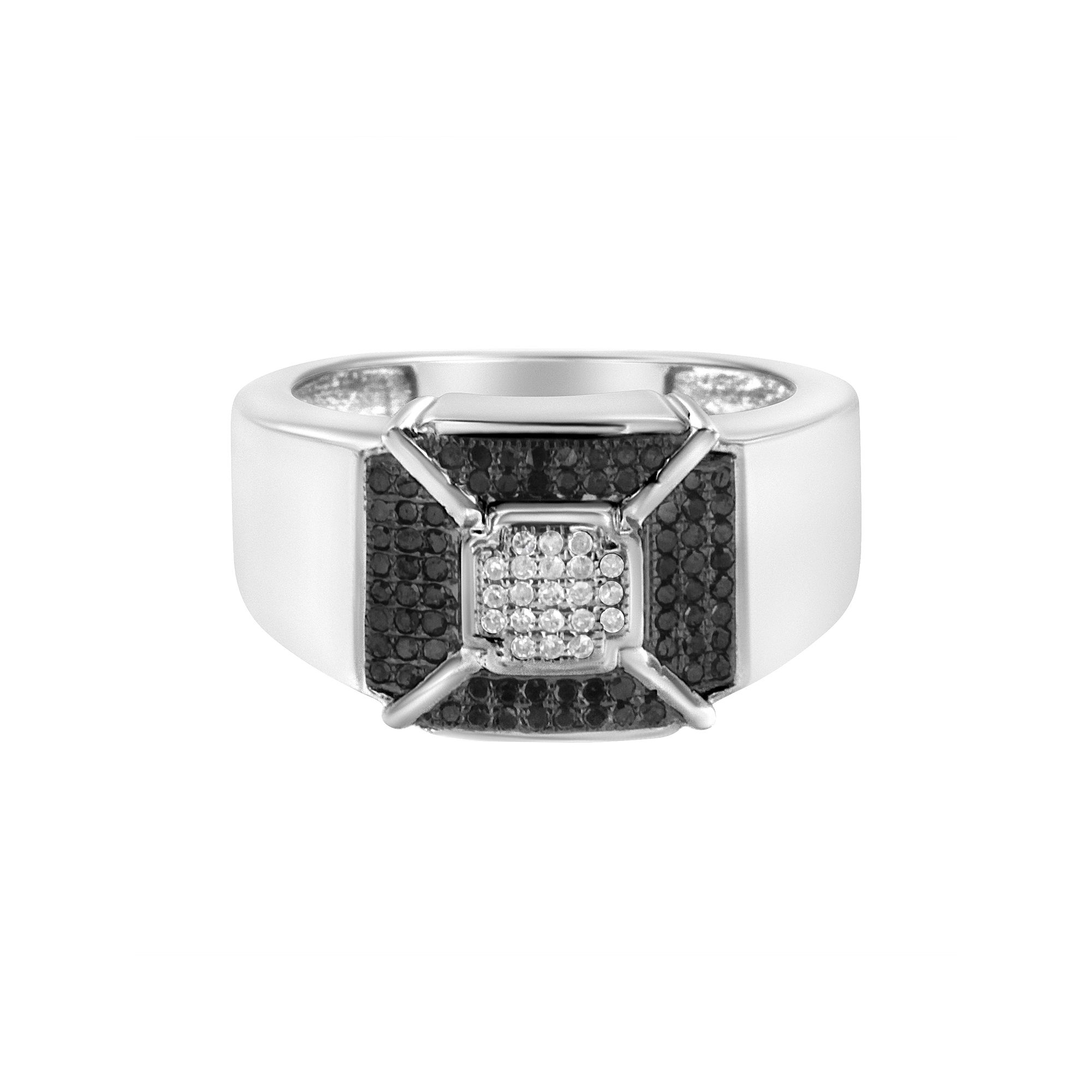 Haus of Brilliance Sterling Silver 3/8 Carat T.W. Black & White Diamond Com