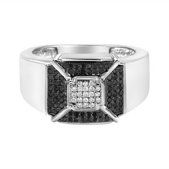 Haus of Brilliance Sterling Silver 3/8 Carat T.W. Black & White Diamond Composite Men’s Band Ring