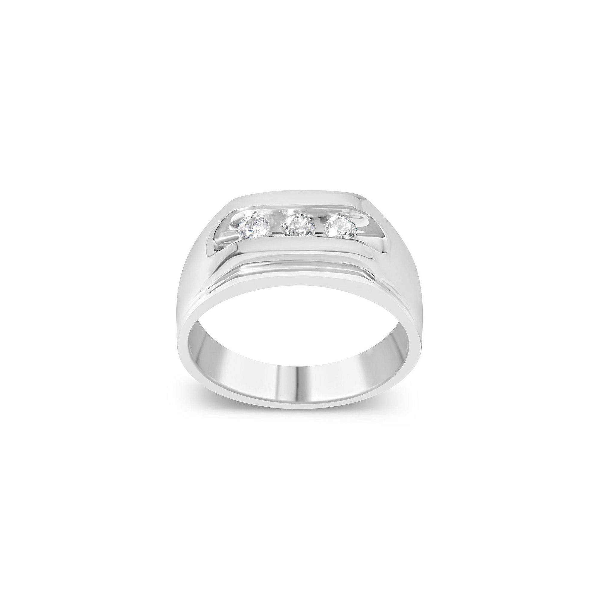 Haus of Brilliance Sterling Silver 1/3 Carat T.W. Diamond Channel-Set 3-Sto