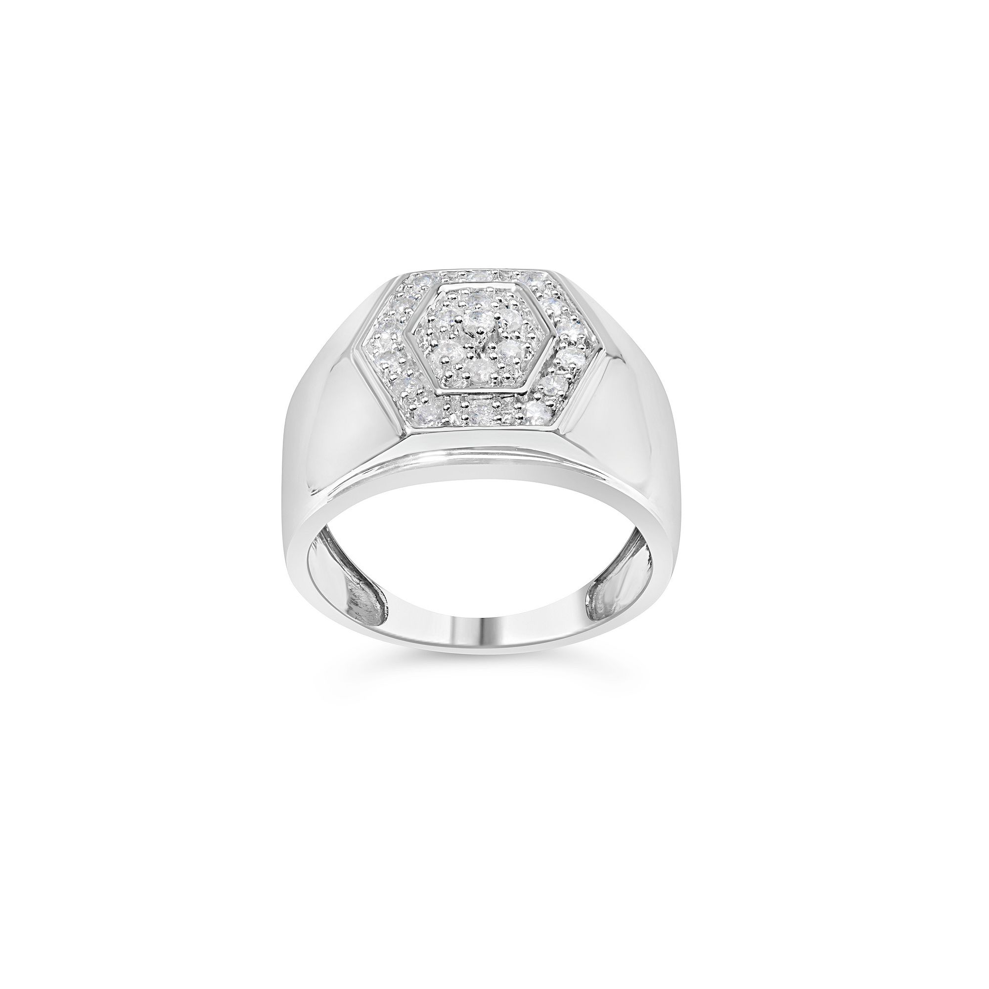 Haus of Brilliance Sterling Silver 1/2 Carat T.W. Diamond Cluster Men’s R