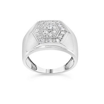 Haus of Brilliance Sterling Silver 1/2 Carat T.W. Diamond Cluster Men’s Ring