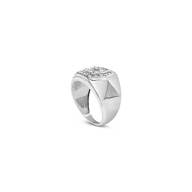 Haus of Brilliance Sterling Silver 1/2 Carat T.W. Diamond Cluster Men’s Ring