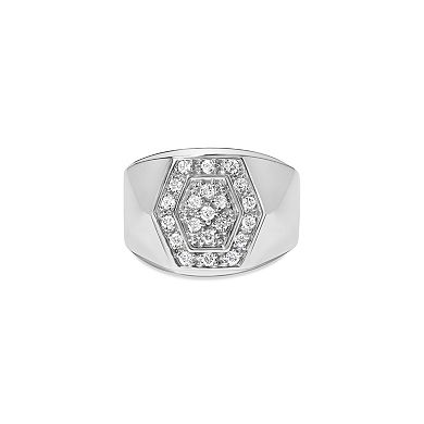 Haus of Brilliance Sterling Silver 1/2 Carat T.W. Diamond Cluster Men’s Ring