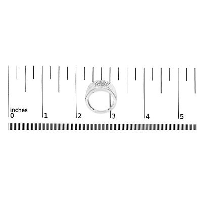 Haus of Brilliance Sterling Silver 1/2 Carat T.W. Diamond Cluster Men’s Ring