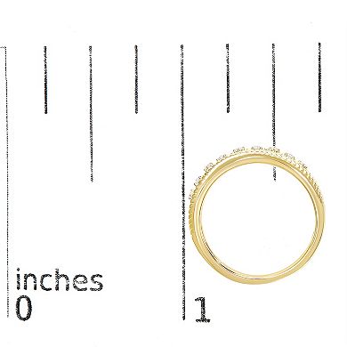 Haus of Brilliance 14k Gold Plated Sterling Silver 1/5 Carat T.W. Diamond Art Deco Engagement Bridal Set