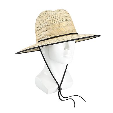 HeatEdge Wembley Men's Straw Lifeguard Hat with Adjustable Chin Strap