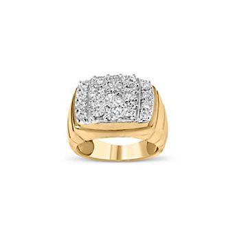 Haus of Brilliance 14k Gold Plated Sterling Silver 3/8 Carat T.W. Diamond Miracle-Set Men’s Cluster Cocktail Ring