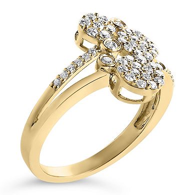 Haus of Brilliance Sterling Silver 1/2 Carat T.W. Diamond Scatter Composite Bypass Ring
