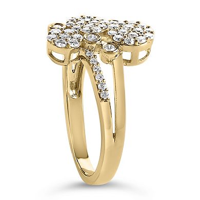 Haus of Brilliance Sterling Silver 1/2 Carat T.W. Diamond Scatter Composite Bypass Ring