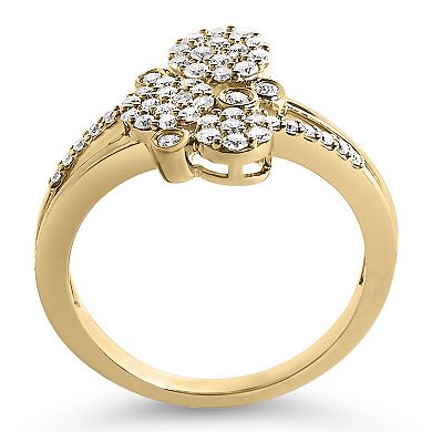 Haus of Brilliance Sterling Silver 1/2 Carat T.W. Diamond Scatter Composite Bypass Ring