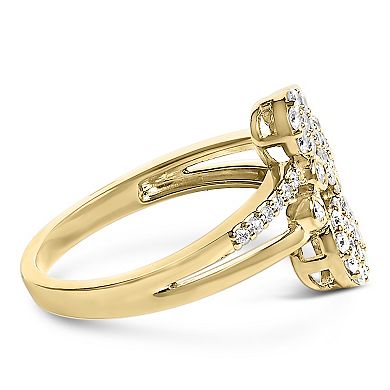 Haus of Brilliance Sterling Silver 1/2 Carat T.W. Diamond Scatter Composite Bypass Ring
