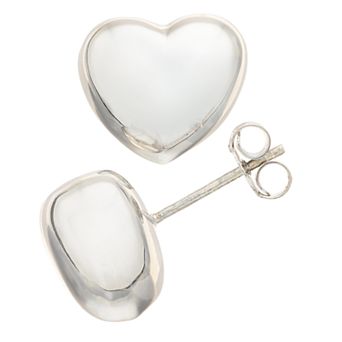 Karat Rush Sterling Silver Puff Heart Stud Earrings