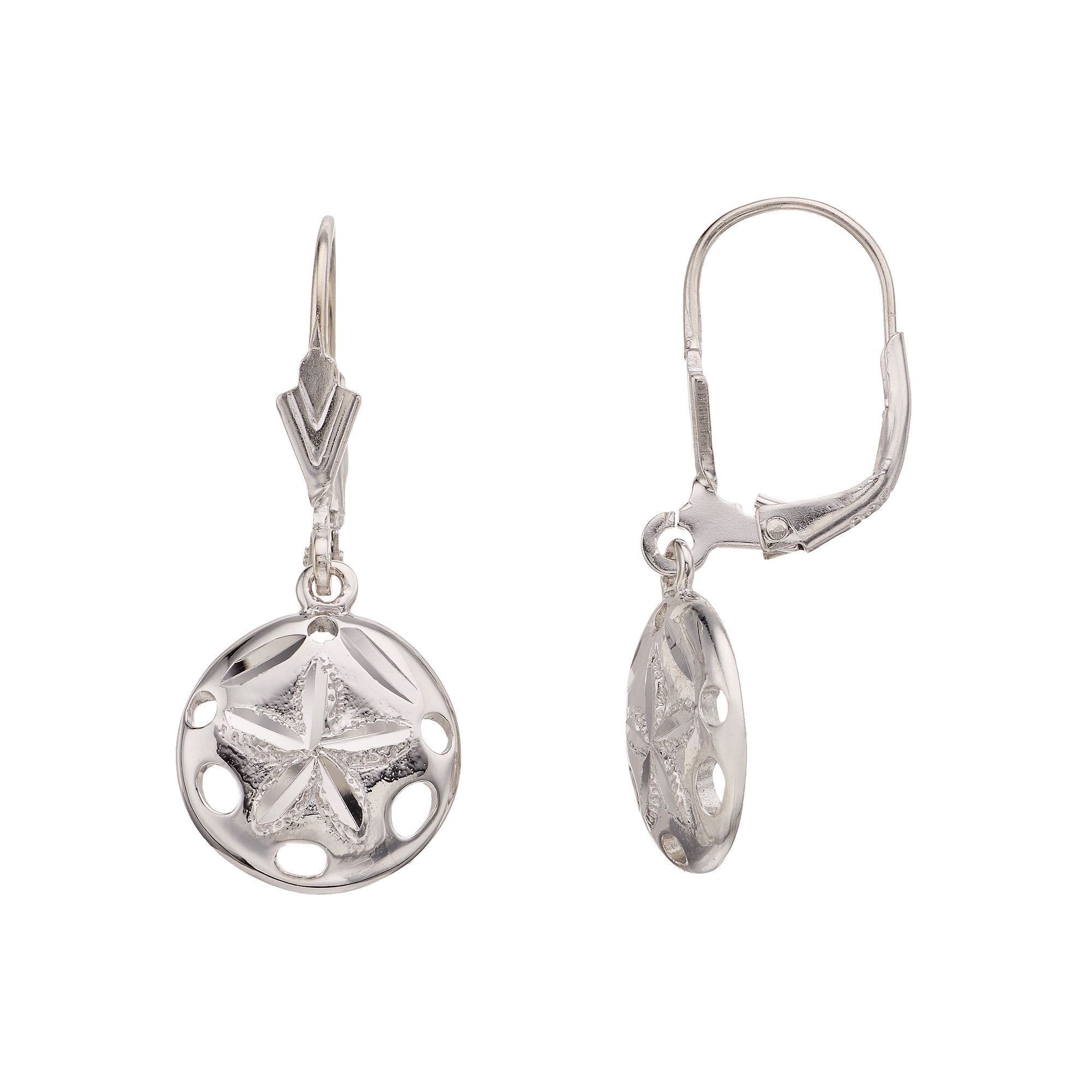 Sterling Silver Sea Life Drop Earrings, Womens