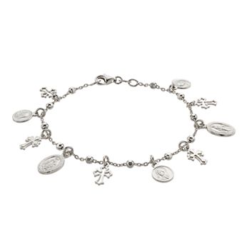 Karat Rush Sterling Silver Cross & Virgin Mary Charm Bracelet