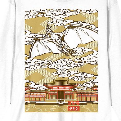 Men's Godzilla Rodan Flying Over Long Sleeve Graphic Tee