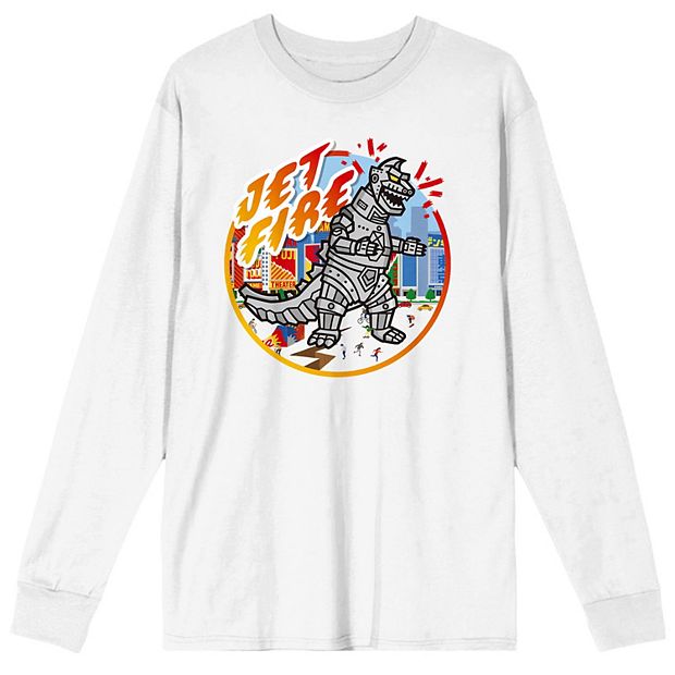 Men s Godzilla Jet Fire Long Sleeve Graphic Tee