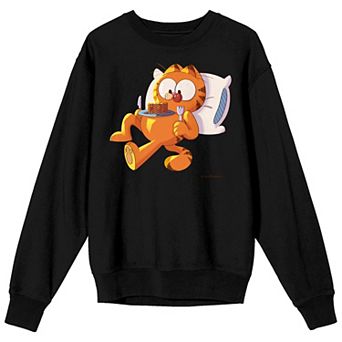 Men's Garfield Eating Pancakes Long Sleeve Graphic Tee