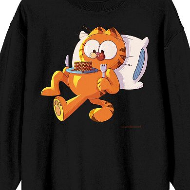 Men's Garfield Eating Pancakes Long Sleeve Graphic Tee