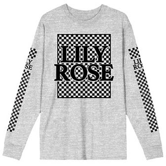 Men's Lily Rose Checkered Patterns Long Sleeve Graphic Tee