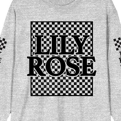 Men's Lily Rose Checkered Patterns Long Sleeve Graphic Tee