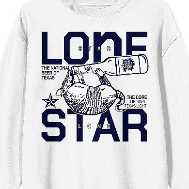 Men's Lone Star Beer Armadillo Drinking Long Sleeve Graphic Tee